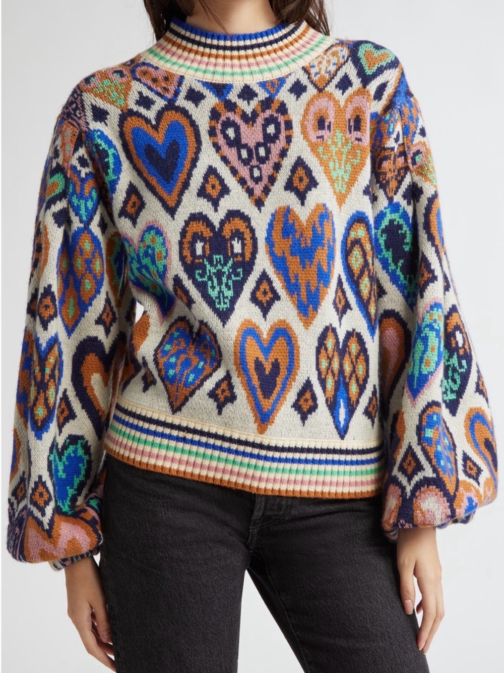 FARM Rio
Hearts Ikat Balloon
Sleeve Sweater